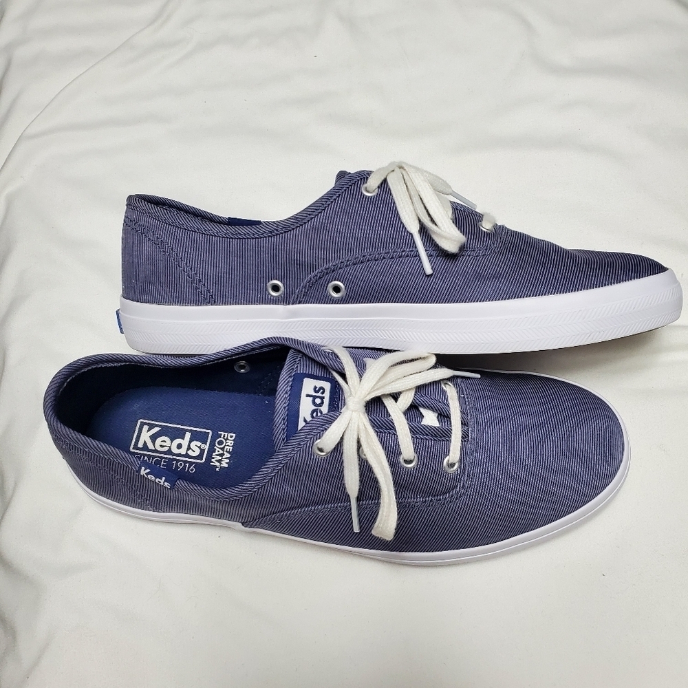 Keds Blue Twill Lace Up Sneakers Size 8